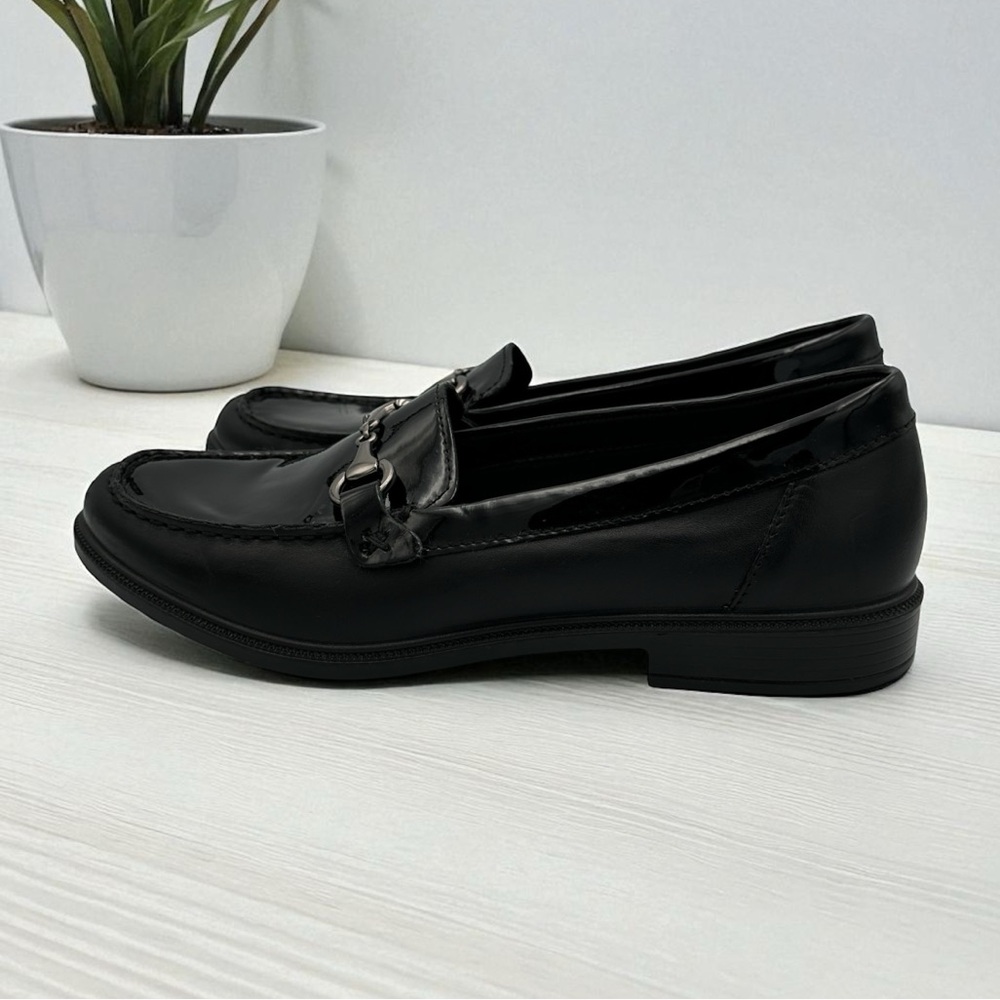 Hotter Women’s Black Leather Horsebit Loafers Slip On Shoes Size 8.5
